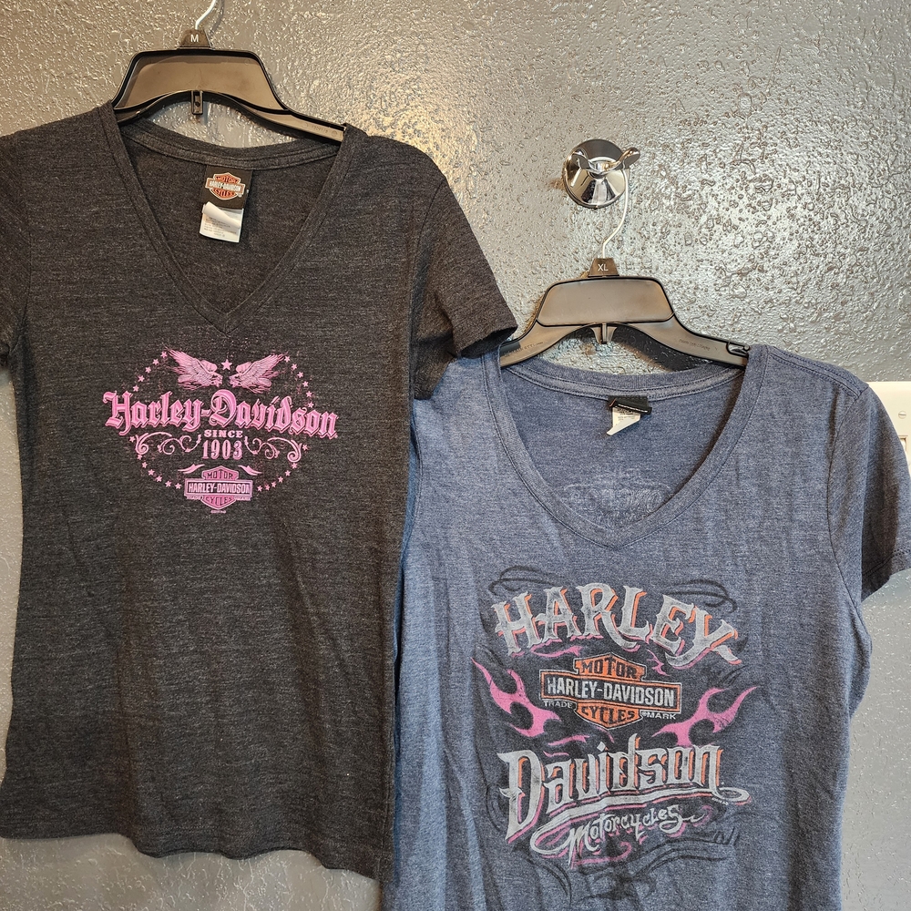 Harley-Davidson Women Charcoal and Heather Blue Tees